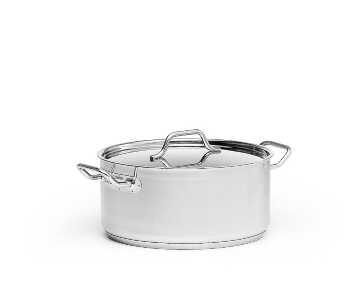 Låg kittel i rostfritt stål, med lock - Patina - 10 liter