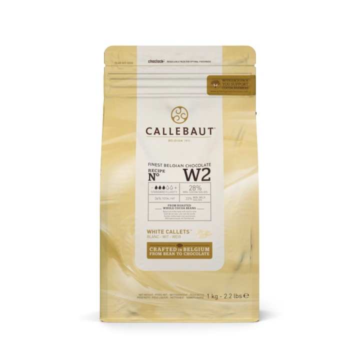 Couverture, vit choklad 28 %, pellets, 1 kg - Callebaut