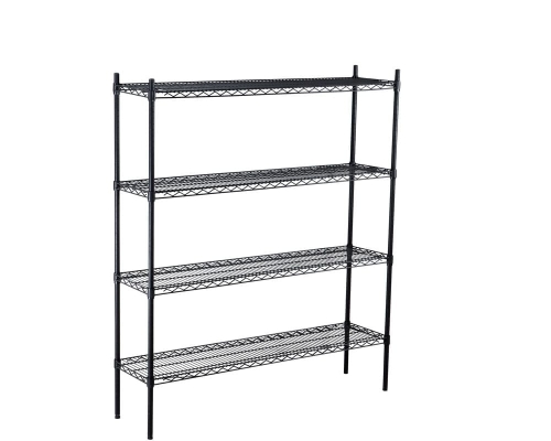 Grid shelf rack in black steel (complete package)