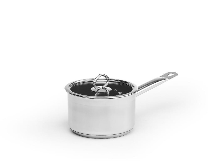 Coated saucepan in stainless steel, with lid - Patina