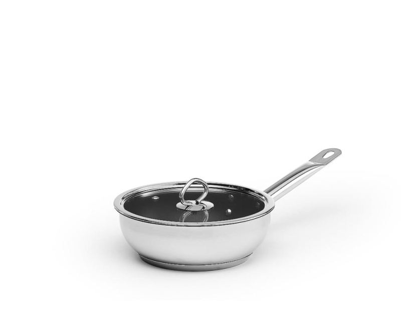 Coated sauteuse, stainless steel, with glass lid - Patina