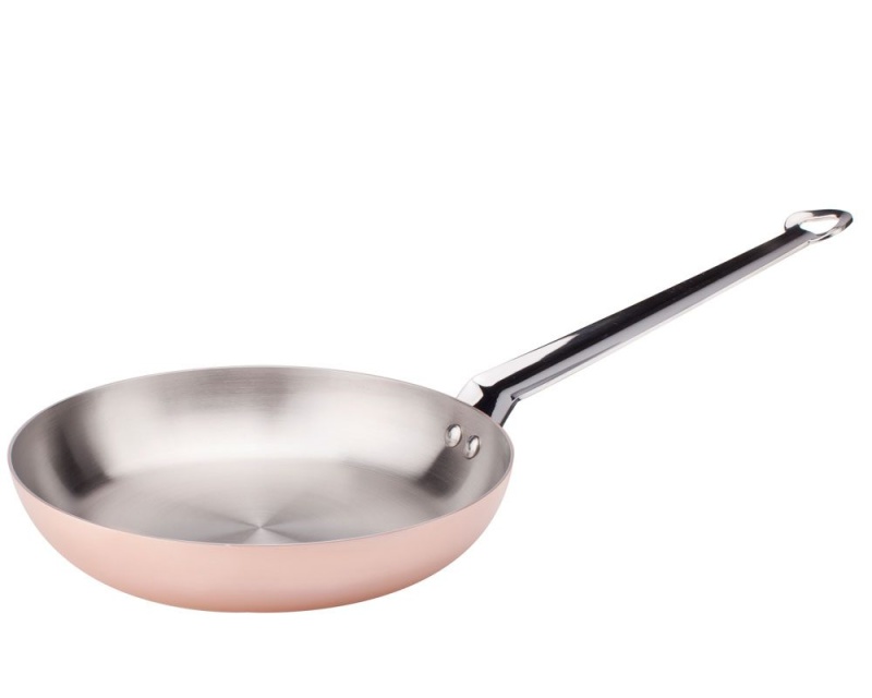 Deep frying pan in copper with induction base and stainless inside, 28cm - Agnelli