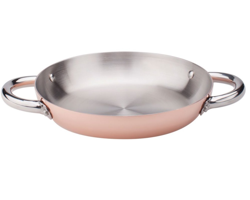 Copper pan with induction base and stainless steel interior, 24cm, Two handles - Agnelli