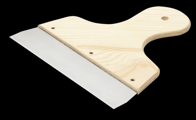 Steel scraper, wooden handle