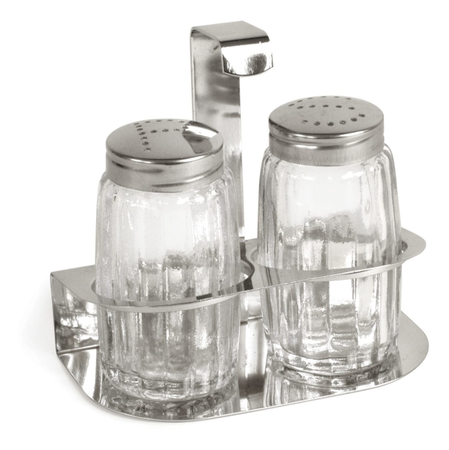 Salt and pepper shakers in rack, 9 cm - Exxent
