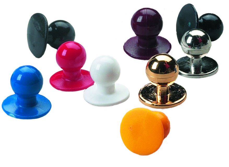 Plastic buttons for chef's jacket, black 10-pack.