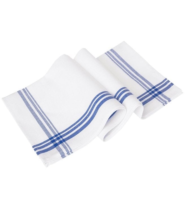 Chef's apron, white with blue stripes 50x70cm. 6 pack.