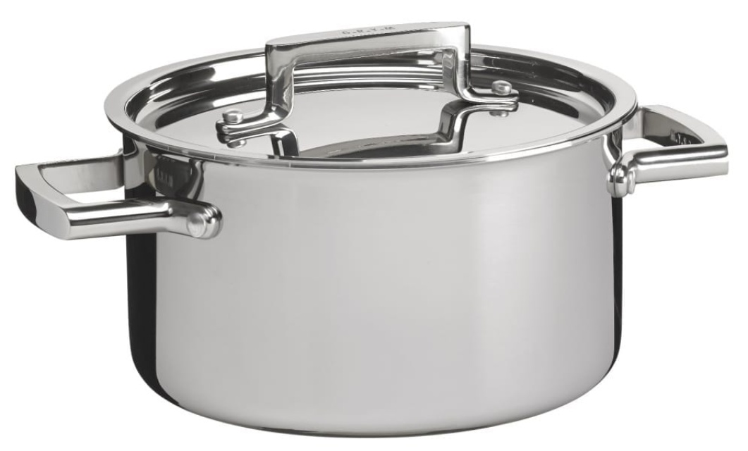 Pan with lid 6L, 3-ply in stainless steel - GRYM