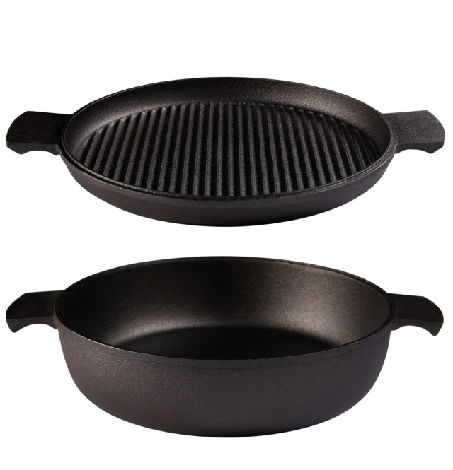 Deep frying pan + Griddle pan, 27cm - Skeppshult