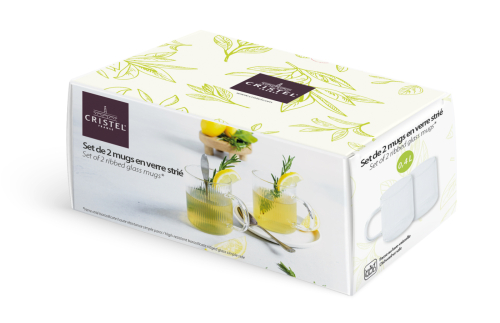 Set of teapot and two glass mugs, Darjeeling - Cristel