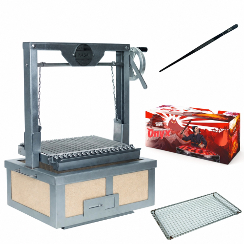 Japanischer Tischgrill / Konro, Kasai Medium Wide mit Asado Parrilla und Holzkohle