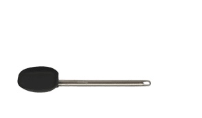 Silicone spoon, 30 cm, black/stainless steel