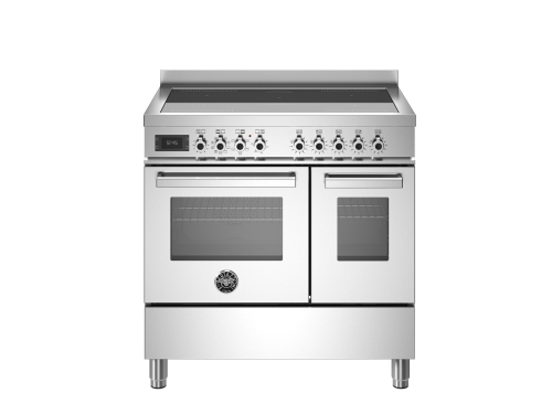 Induction Cooker Professional, 90 cm, 5 Zones, Double Oven, Stainless Steel - Bertazzoni