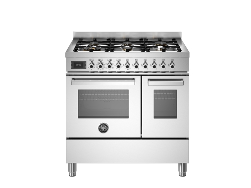 Gas stove Professional, 90 cm, 6 burners, Double oven, Stainless steel - Bertazzoni