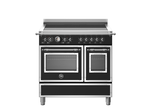 Heritage Induction Cooker, 90 cm, 5 Zones, Double Oven, Matte Black - Bertazzoni