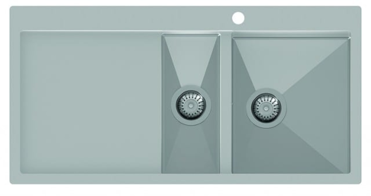 Stainless steel double sink 1000 x 510 mm with shelf on the left