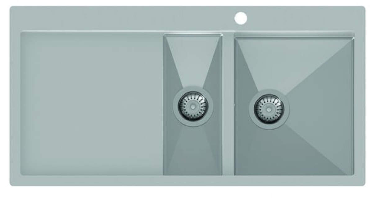 Evier double inox 1000 x 510 mm avec étagère à gauche