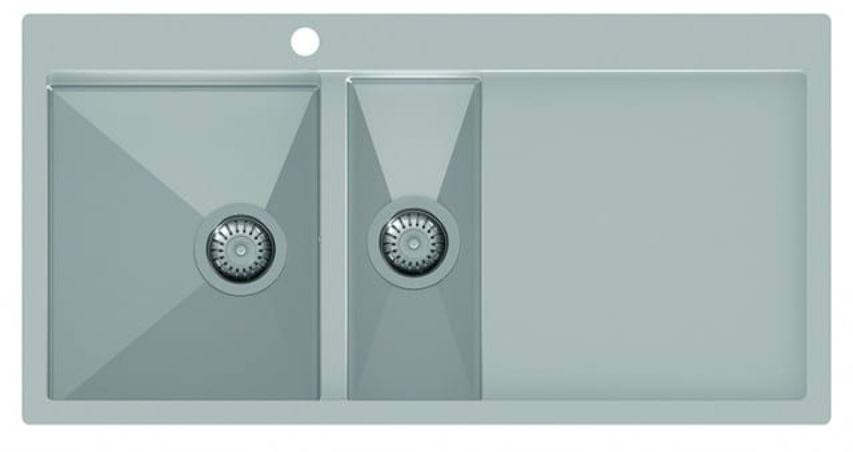 Stainless steel double sink 1000 x 510 mm with shelf on the right