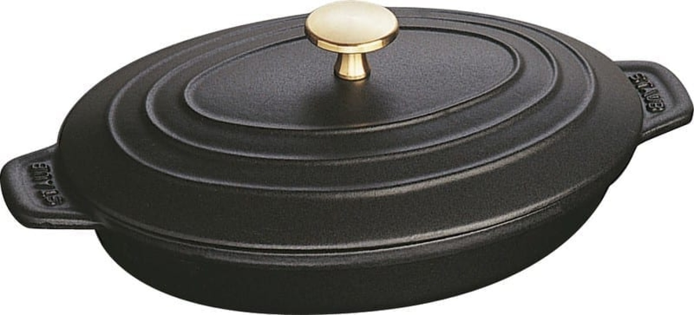 Bowl with lid, cast iron, 23x17cm, Black