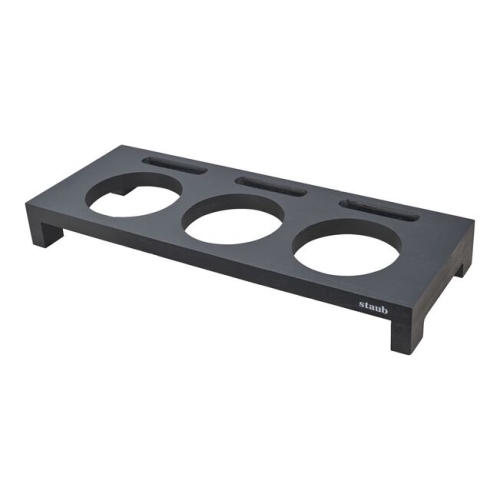 Holzhalter für 3 Minitöpfe, Schwarz - Staub