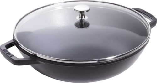 Wok mit Glasdeckel, Schwarz - Staub