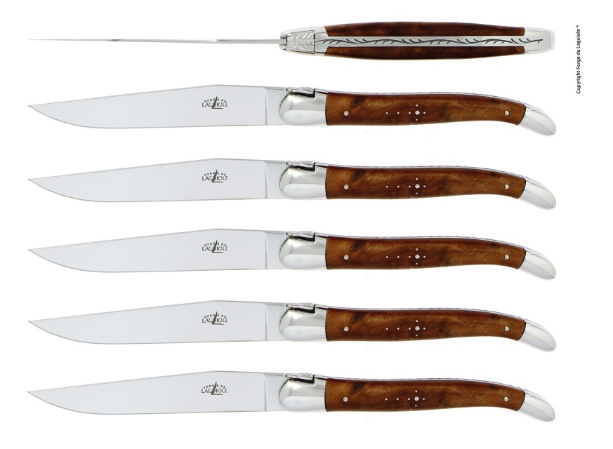 Coffret de 6 couteaux de table manche thuya