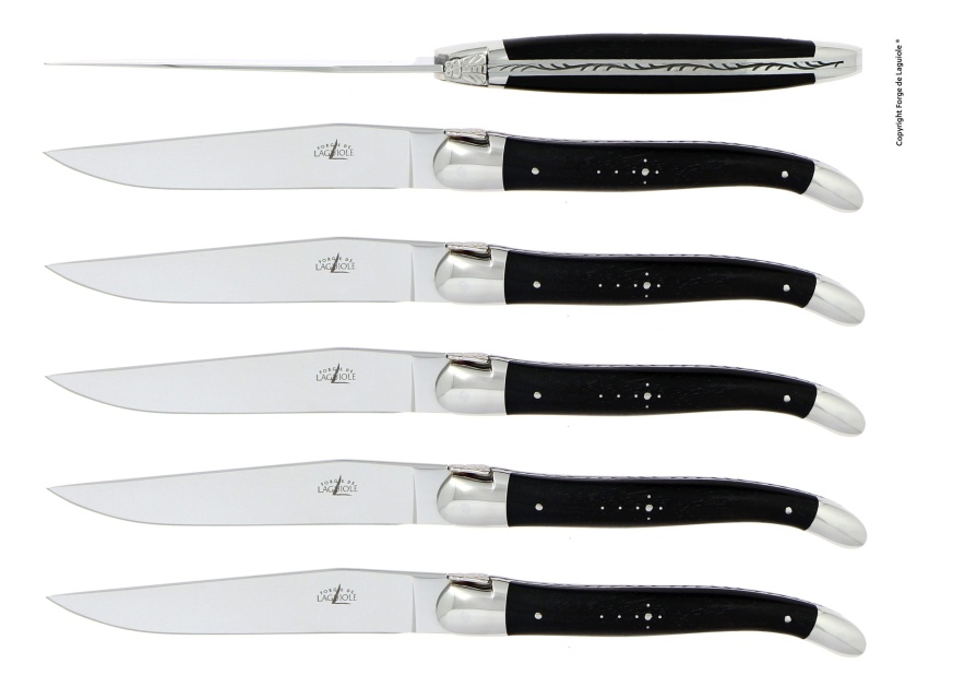Set of 6 dining knives, ebony handles - Forge de Laguiole