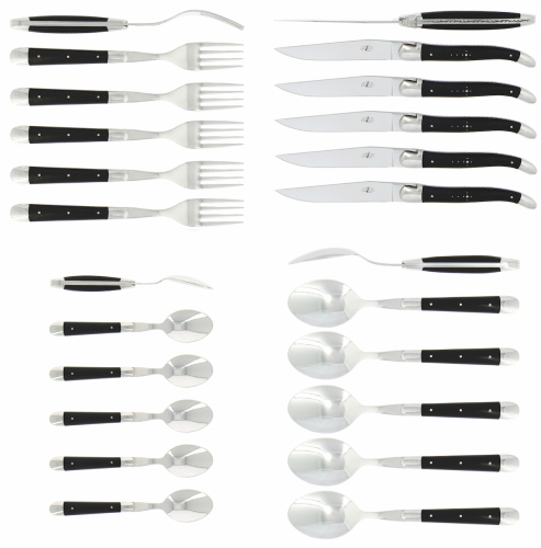 Ensemble de couverts 03, manches ébène, polis, Tradition - Forge de Laguiole