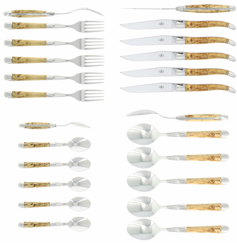 Ensemble de couverts 05, manches en bouleau, polis, Tradition - Forge de Laguiole