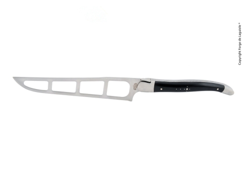 Cheese knife, ebony handle, polished, R. Barthélemy - Forge de Laguiole