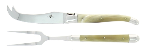 Cheese set, Bright horn handle, polished, Tradition - Forge de Laguiole