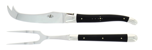 Cheese set, Dark Horn handle, polished, Tradition - Forge de Laguiole
