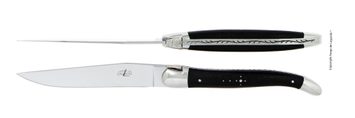 Zwei Messer, Griffe aus Ebenholz, poliert, Tradition - Forge de Laguiole
