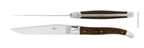 Zwei Messer, Griff aus versteinerter Eiche, poliert, Tradition - Forge de Laguiole