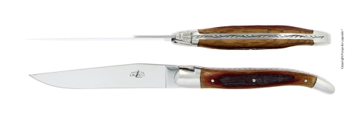 Zwei Messer, Griff aus Eichenfassholz, poliert, Tradition - Forge de Laguiole