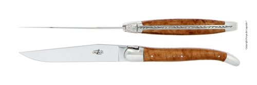 Deux couteaux, Manche en bois de lion, poli, Tradition - Forge de Laguiole