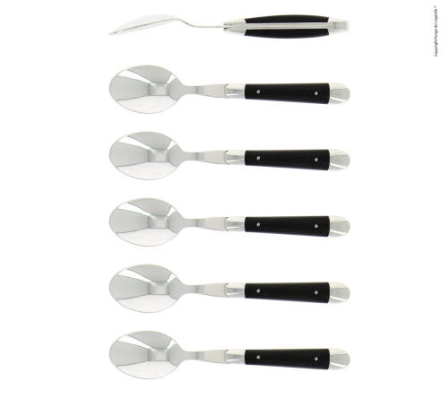 Sechs Dessertlöffel, Griffe aus Ebenholz, poliert, Tradition - Forge de Laguiole