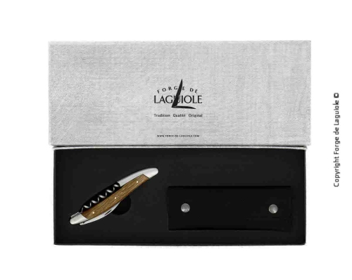 Sommelier knife of Bark from Petrified Oak, damasked with decoration, Collection - Forge de Laguiole