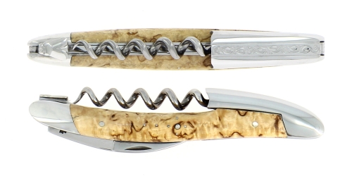 Birch sommelier knife, damascened with decoration, Collection - Forge de Laguiole