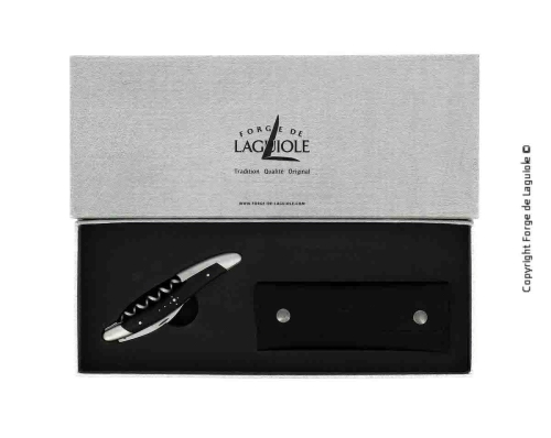 Ebony sommelier knife, damascened with decoration, Collection - Forge de Laguiole