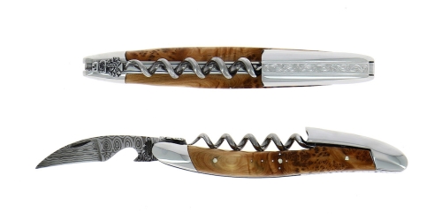 Sommelier knife of En, damascened with decoration, Collection - Forge de Laguiole
