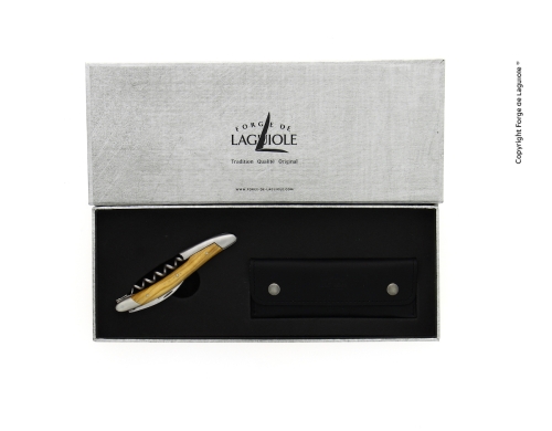 Sommelier knife of Olive, damascened with decoration, Collection - Forge de Laguiole