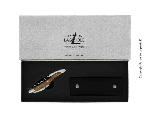 Walnut sommelier knife, damascened with decoration, Collection - Forge de Laguiole