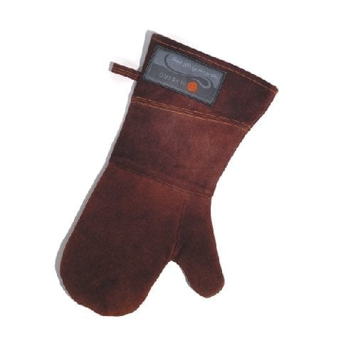 Barbecue mitt in leather, One size