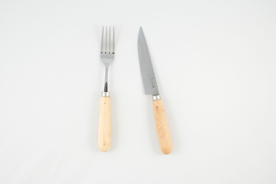 Knife and fork in stainless steel and boxwood - Pallarès
