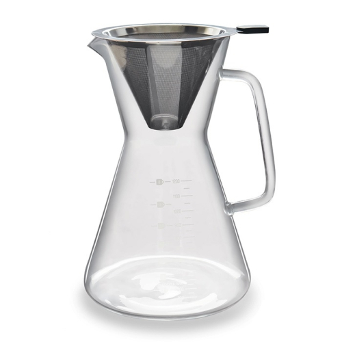 Coffee maker, pour over with glass jug and metal filter - The London Sip