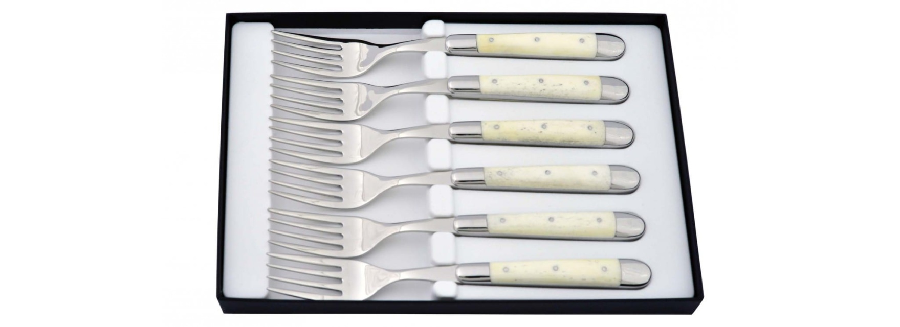 Set of 6 dinner forks, bone handles - Forge de Laguiole