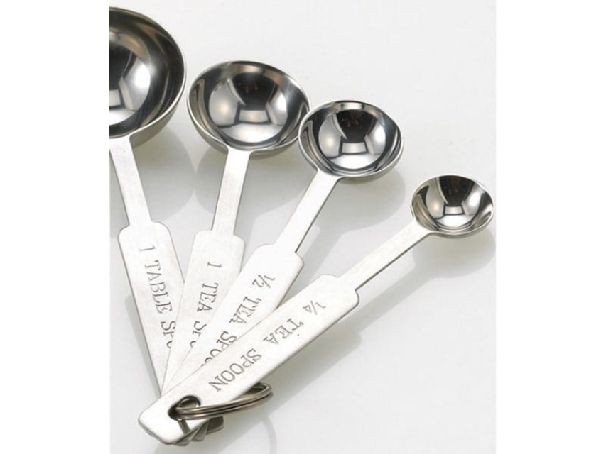 Measuring set in stainless steel, 4 parts.