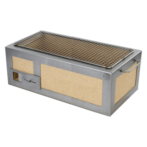 Tischgrill/Konrogrill mit Edelstahlrahmen, Medium lang 54 x 26,5 cm - Kasai