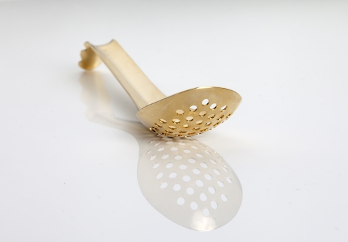Perforated gold spoon for molecular cooking - 100% Chef